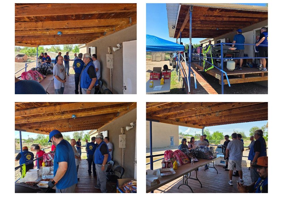 Council 7633 backpack drive volunteers distributing school supplies